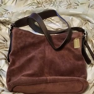 Coach Brown Leather Suede Adjustable Shoulder Bag